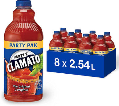 Mott's Clamato The Original, Caesar Cocktail Mix, 2.54 L Bottle, Pack of 8