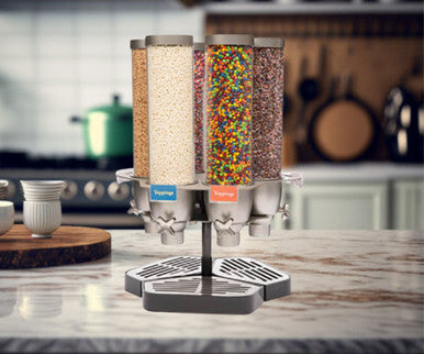 Rosseto 4.9 Liter, 6 Canister Carousel Snack/Cereal Dispenser - Precise Snacking Made Simple