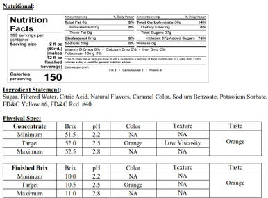 Pure Craft Beverage Blood Sweet Tangy Orange Soda Syrup 2.5 Gallon Bag in Box