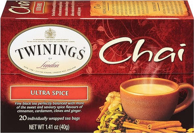Twinings Ultra Spice Bold and Spiced Chai Tea Bags - 20-Box(6/CASE)