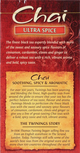 Twinings Ultra Spice Bold and Spiced Chai Tea Bags - 20-Box(6/CASE)