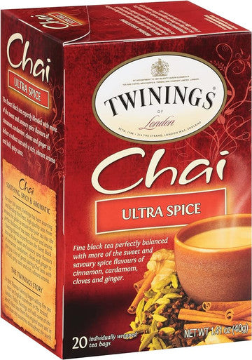 Twinings Ultra Spice Bold and Spiced Chai Tea Bags - 20-Box(6/CASE)