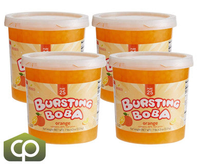 Bossen Pure25 Orange Bursting Boba 7.26 lb. (3.29 kg) - 4/Case | Real Orange Juice