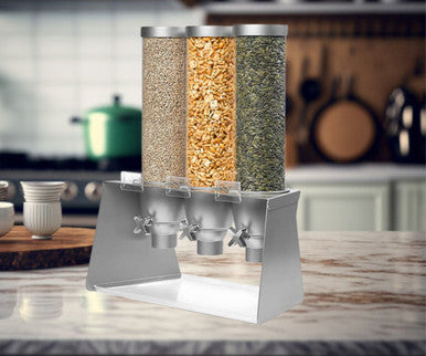 Rosseto SERV 4.9 Liter Triple Canister Snack/Cereal Dispenser - Precision Snacking Made Easy