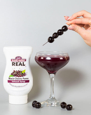 Real 16.9 fl. oz. Black Cherry Puree Infused Syrup - Sweet and Tart Flavor