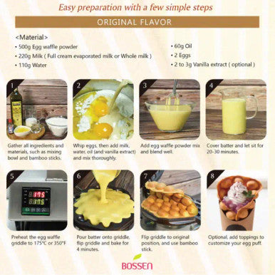 Bossen 2.2 lb. (1 kg) Bubble Tea Waffle Powder Mix | culinary creations(10/Case)