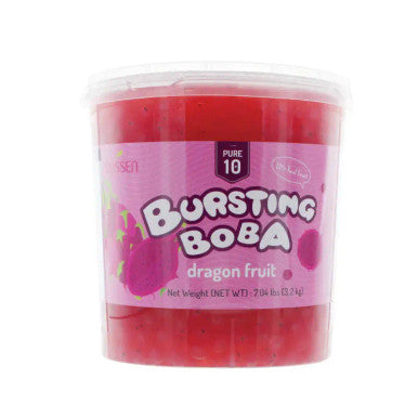 Bossen Pure10 Dragon Fruit Bursting Boba 7.04 lb. (3.19 kg) - 4/Case | Bursting with Real
