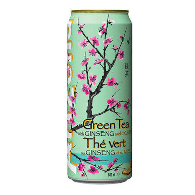 ARIZONA Green Tea with Ginseng and Honey | 24-Pack | 680ml Cans | Refreshing Beverage
