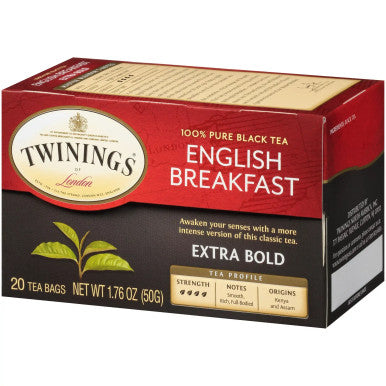 Twinings English Breakfast Extra Bracing Boldness Tea Bags - 20/Box(6/CASE)