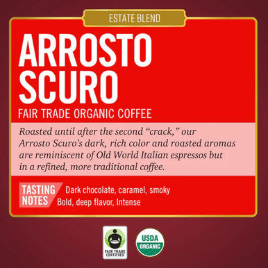 Barrie House 2 lb. 6/Case Fair Trade Organic Arrosto Scuro Whole Bean Coffee