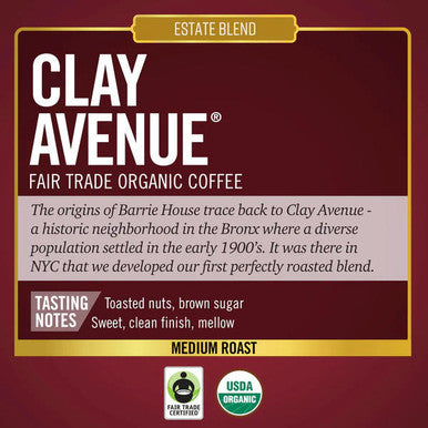 Barrie House 2 lb. 6/Case Fair Trade Organic Clay Avenue Whole Bean Coffee