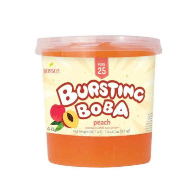 Bossen Pure25 Peach Bursting Boba 7.04 lb. (3.19 kg) - 4/Case | Real Peach Juice