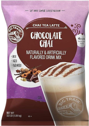 Big Train 3.5 lb. Chocolate Chai Tea Latte Mix - Decadent Spices Infused (8/Case)