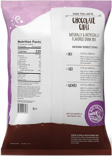 Big Train 3.5 lb. Chocolate Chai Tea Latte Mix - Decadent Spices Infused (8/Case)