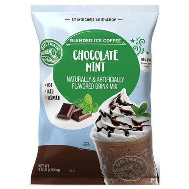 Big Train 3.5 lb. Chocolate Mint Blended Refreshing Ice Coffee Mix (5/Case)