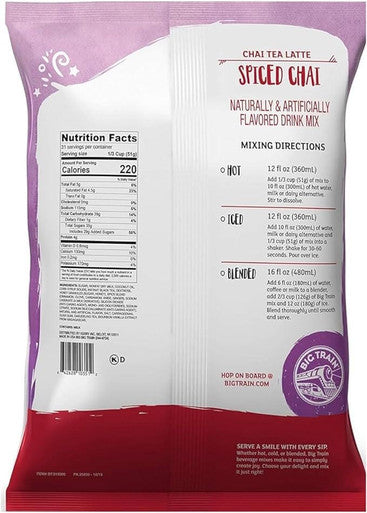 Big Train 3.5 lb. Decaf Spiced Chai Tea Latte Mix - Decadent Spice Blend (8/Case)