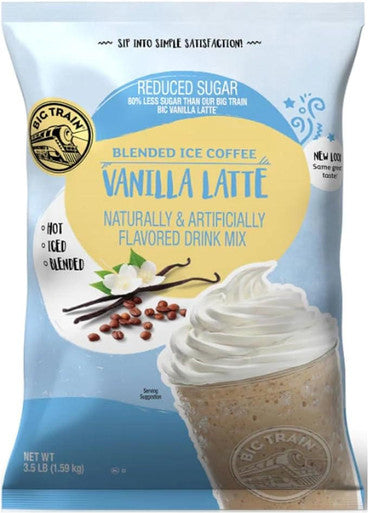 Big Train 3.5 lb. Reduced Sugar Vanilla Blended Creamy Ice Coffee Mix (5/Case)