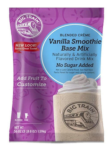 Big Train 3.5 lb. Reduced Sugar Vanilla Smoothie Mix - Creamy & Flavorful (5/Case)