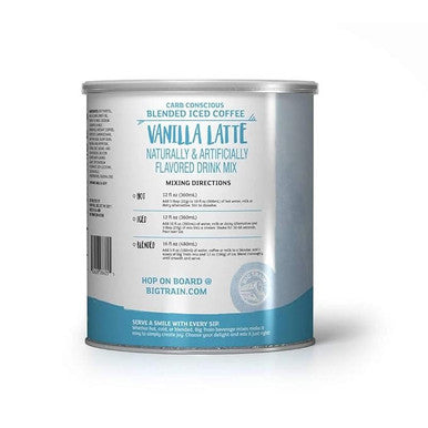 Big Train Low Carb Vanilla Latte Blended Ice Coffee Mix 1.85 lb. Can (12/Case)