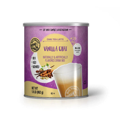 Big Train Vanilla Chai Tea Latte Mix 1.9 lbs. Can - Spiced Vanilla Blend (12/Case)
