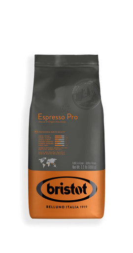 Bristot ESPRESSO PRO Medium Blend Coffee Beans - 1 Kg (2.2 lbs / 1000g) Bag (6/Case)