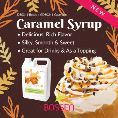 Bossen Caramel Bubble Tea Concentrated Syrup 64 fl. oz. (1.89 L) - Smooth & Classic(6/Case)