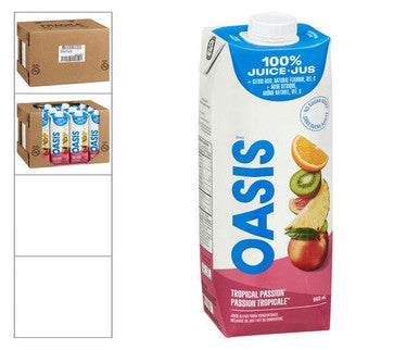 Oasis Juice Tropical Passion 960 ML/32.4 ounces (12/Case) - Canadian Made
