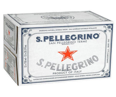 San Pellegrino Water Mineral Sparkling Natural Glass 750 ML/25.36 ounces (12/Case)
