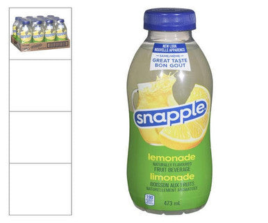 Snapple Drink Lemonade 473 ML/16 ounces (12/Case) Refreshing Tart & Tangy Beverage