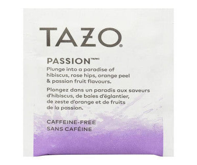 Tazo Passion Herbal Tea Bags 20 CT/36 oz (6/Case) Refreshing and Fruity Herbal Tea