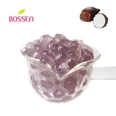 Bossen Taro Bubble Tea Crystal Boba in Syrup 4.4 lb. (2 kg) | Translucent Purple-(6/Case)