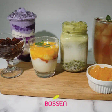 Bossen 2 kg (4.4 lb.) Original Crystal Boba in Syrup - Bubble Tea Sensation(6/Case)
