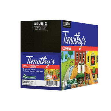 Timothy’s World Coffee Breakfast Blend Light Roast K-Cup Pods - 96 Pods (4x24 Pack) - Energizing Start to Your Day