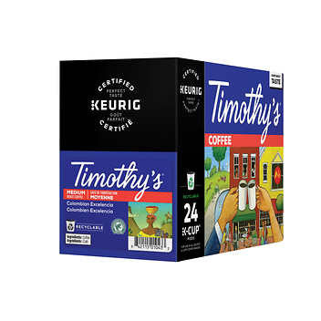 Timothy’s World Coffee Colombian Excelencia Medium Roast K-Cup - 96 K-Cup Pods (4x24 Pack) - Rich and Balanced Brew
