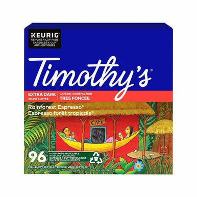 Timothy’s World Coffee Rainforest Espresso K-Cup Pods - 96 Pods (4x24 Pack) - Bold and Exquisite Espresso Experience
