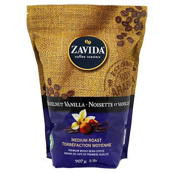 Zavida Hazelnut Vanilla Whole Bean Coffee - 907 g - Aromatic Delight for Coffee Enthusiasts