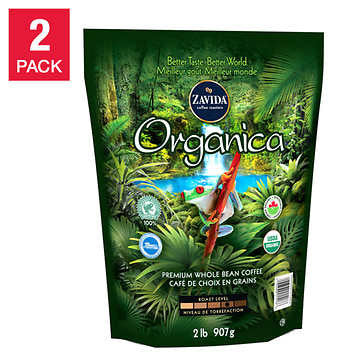Zavida Organica Whole Bean Organic Coffee - 2 x 907 g - Pure and Flavorful Organic Delight