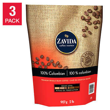 Zavida® 100% Colombian Whole Bean Coffee - 3 x 907 g - Authentic Colombian Coffee Richness