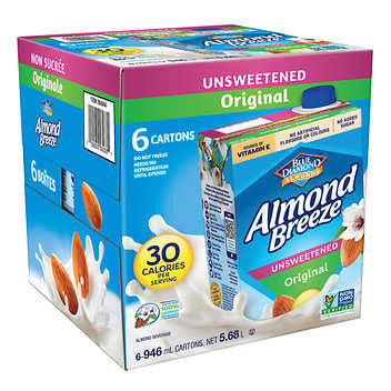 Almond Breeze Unsweetened Original Almond Milk - 6-Pack, 946 mL Each - Nutrient-Rich Dairy Alternative