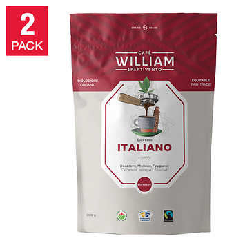 William Spartivento Espresso Italiano Fair Trade and Organic Coffee - 2 x 908 g - Bold and Ethical Espresso Delight