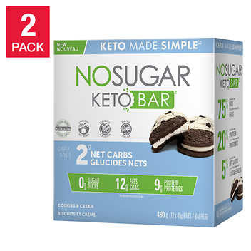 No Sugar Keto Bar Cookies and Cream 2-Pack - Low Carb, High Protein Snack