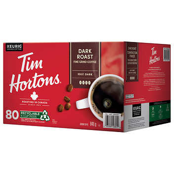 Tim Hortons Dark Roast Single-Serve K-Cup Pods - 80-Pack - Bold and Intense Coffee Experience