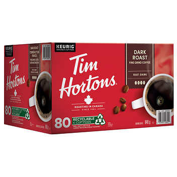 Tim Hortons Dark Roast Single-Serve K-Cup Pods - 80-Pack - Bold and Intense Coffee Experience