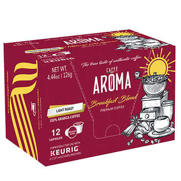Caffe Aroma 100% Arabica Breakfast Blend Coffee, 144 Pods