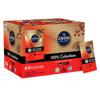 Zavida 100% Colombian Coffee - 2 oz (56.7 g), 64-Count