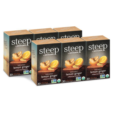 Steep By Bigelow 6/CASE Organic Lemon Ginger Flavorful Herbal Tea Bags - 20-Count
