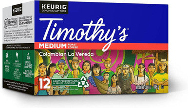 Keurig Timothy's Colombian La Vereda K-Cup Coffee Pods, 12 Count