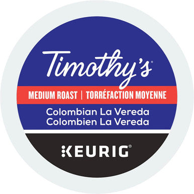 Keurig Timothy's Colombian La Vereda K-Cup Coffee Pods, 12 Count