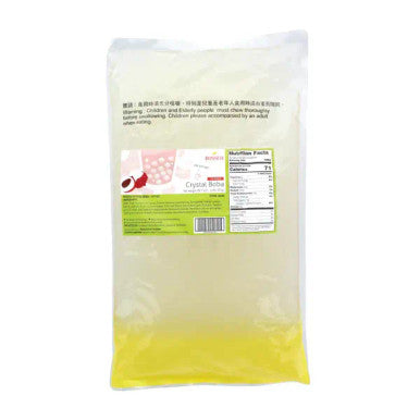 Bossen 4.4 lb. (2 kg) Lychee Crystal Bubble Tea Boba in Syrup | Translucent 10 mm Boba(6/Case)