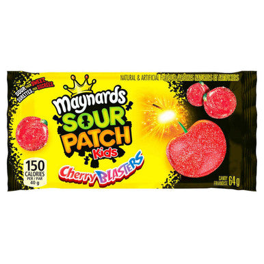 Maynards Sour Patch Kids Sour Cherry Blasters Candy - 18 Packs × 64g - Tangy and Intense Flavor Explosion